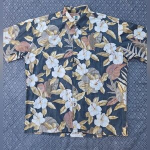 Kahala Hawaiian Islands Aloha Hawaiian Shirt Floral Print Size Large